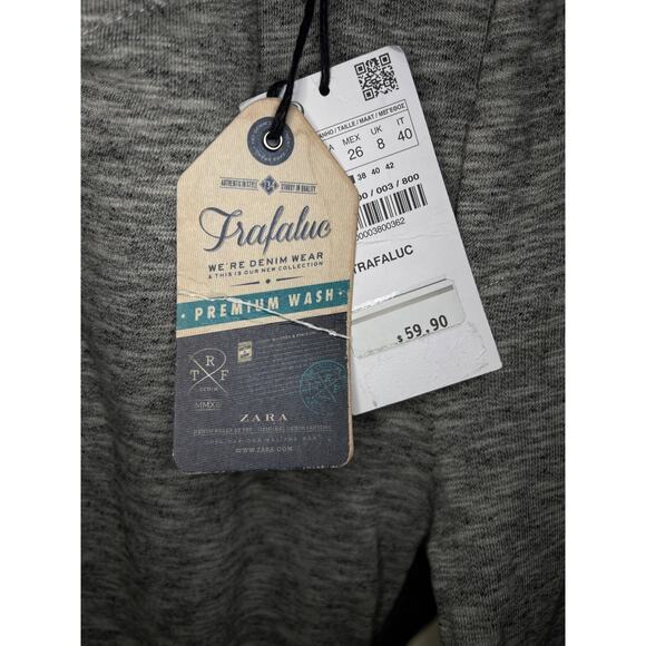 Cotton Grey Front Leg Jeans SZ 4 Zara Trafaluc Premium Wash Baggy Fit - Picture 3 of 12